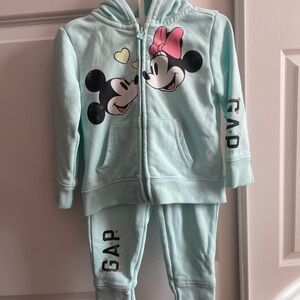 GAP Light Blue Hoodie Set with Mickey and Minnie